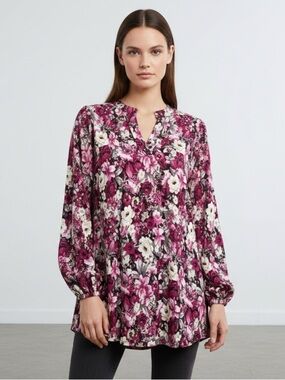 Dear Scarlett Romantic Chic Floral Women's Tunic in Rich Magenta & Blush Tones